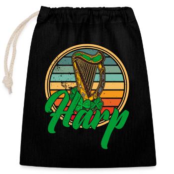 Music School Harp Harpist Ireland Irish - Closable cotton gift bag (25x30cm) - black - Front