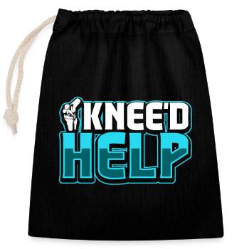 I kneed help - Knie OP - Verschließbarer Geschenkbeutel aus Baumwolle (25x30cm) - Schwarz - Vorne
