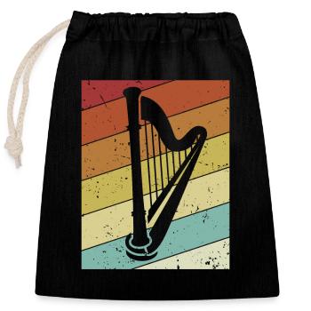 Retro concert harpe harpe musique harpe harpe harpe joueur - Sac cadeau en coton avec cordon (25 x 30 cm) - noir - Devant