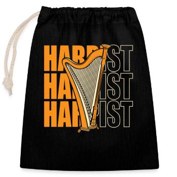 Harpiste Concert Harpe Harpe Harpe Musique Harpe - Sac cadeau en coton avec cordon (25 x 30 cm) - noir - Devant
