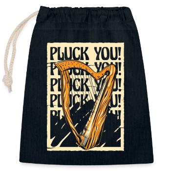 Pluck You Harfe Konzertharfe Harfenmusik - Verschließbarer Geschenkbeutel aus Baumwolle (25x30cm) - Navy - Vorne