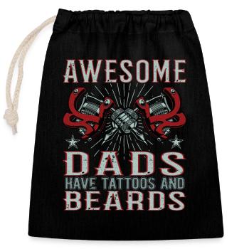 Awesome Dads have Tattoos Beards Vater Tattoo Bart - Verschließbarer Geschenkbeutel aus Baumwolle (25x30cm) - Schwarz - Vorne