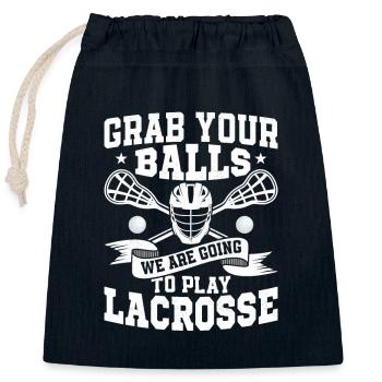 Grab Your Balls We Are Going To Play Lacrosse Goal - Verschließbarer Geschenkbeutel aus Baumwolle (25x30cm) - Navy - Vorne