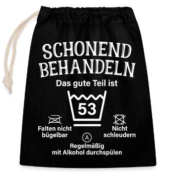 53. Geburtstag Schonend Behandeln 53 Teil Ist 53 - Verschließbarer Geschenkbeutel aus Baumwolle (25x30cm) - Schwarz - Vorne