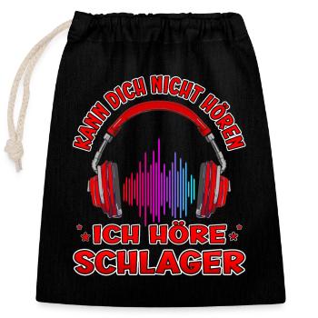 Kann Dich Nicht Hören Höre Schlager Schlagerfan - Verschließbarer Geschenkbeutel aus Baumwolle (25x30cm) - Schwarz - Vorne