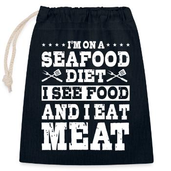 Fleisch Diät - Verschließbarer Geschenkbeutel aus Baumwolle (25x30cm) - Navy - Vorne