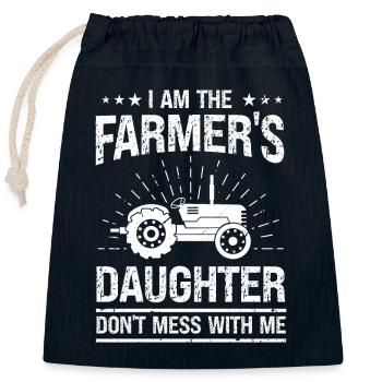 Je suis la fille du fermier, ne t’allonge pas - Sac cadeau en coton avec cordon (25 x 30 cm) - bleu marine - Devant