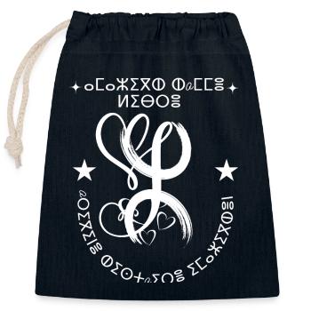 Je Suis Amazigh Histoire Des Berbères kabyle - Sac cadeau en coton avec cordon (25 x 30 cm) - bleu marine - Devant