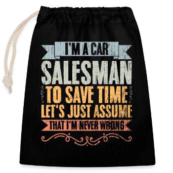 Vintage Car Dealership Humor For Car Salesperson - Verschließbarer Geschenkbeutel aus Baumwolle (25x30cm) - Schwarz - Vorne