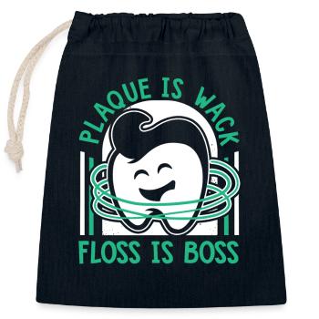 Plaque Is Wack Dental Laboratory - Closable cotton gift bag (25x30cm) - navy - Front