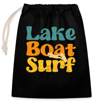 See Boot Surf Lustig Wakesurf Wake Board Surfen - Verschließbarer Geschenkbeutel aus Baumwolle (25x30cm) - Schwarz - Vorne