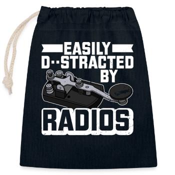 Radio Operator Morse Mortar Ham Radio Radio - Closable cotton gift bag (25x30cm) - navy - Front