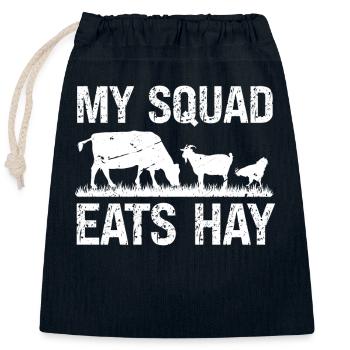 Ma troupe mange du foin - Sac cadeau en coton avec cordon (25 x 30 cm) - bleu marine - Devant