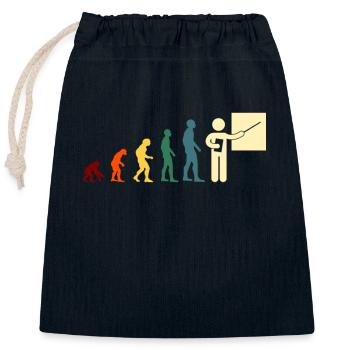 Evolution Lehrer Mann Humor Schulmeister Geschenk - Verschließbarer Geschenkbeutel aus Baumwolle (25x30cm) - Navy - Vorne