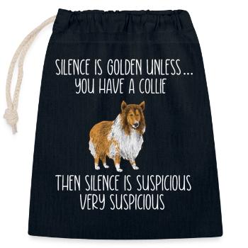 Longhair Collie Rough Collie Dog - Closable cotton gift bag (25x30cm) - navy - Front