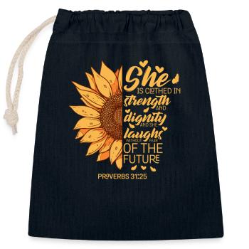 Christliche Bibel Vers Sonnenblumenliebhaber Sprichwörter - Verschließbarer Geschenkbeutel aus Baumwolle (25x30cm) - Navy - Vorne