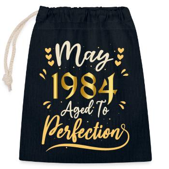Mai 1984 Mai-Jubiläum Mai 1984 - Verschließbarer Geschenkbeutel aus Baumwolle (25x30cm) - Navy - Vorne