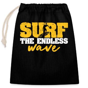 Surf The Endless Wave Wakesurfing Wakesurf Wake - Verschließbarer Geschenkbeutel aus Baumwolle (25x30cm) - Schwarz - Vorne
