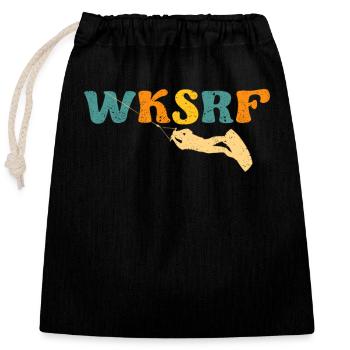WKSRF Wakesurf Wake Surf Surfing Retro Boat Surfing - Sac cadeau en coton avec cordon (25 x 30 cm) - noir - Devant