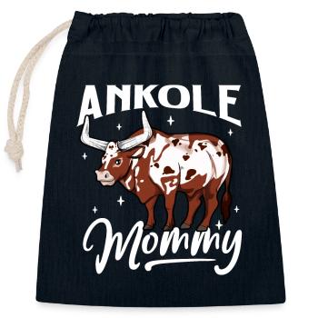 Ankole Mommy - Ankole Boeuf - Sac cadeau en coton avec cordon (25 x 30 cm) - bleu marine - Devant