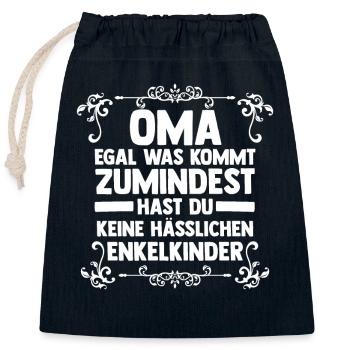 Enkelkinder Großmutter Oma - Verschließbarer Geschenkbeutel aus Baumwolle (25x30cm) - Navy - Vorne