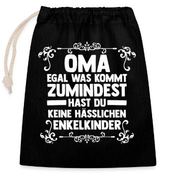 Enkelkinder Großmutter Oma - Verschließbarer Geschenkbeutel aus Baumwolle (25x30cm) - Schwarz - Vorne