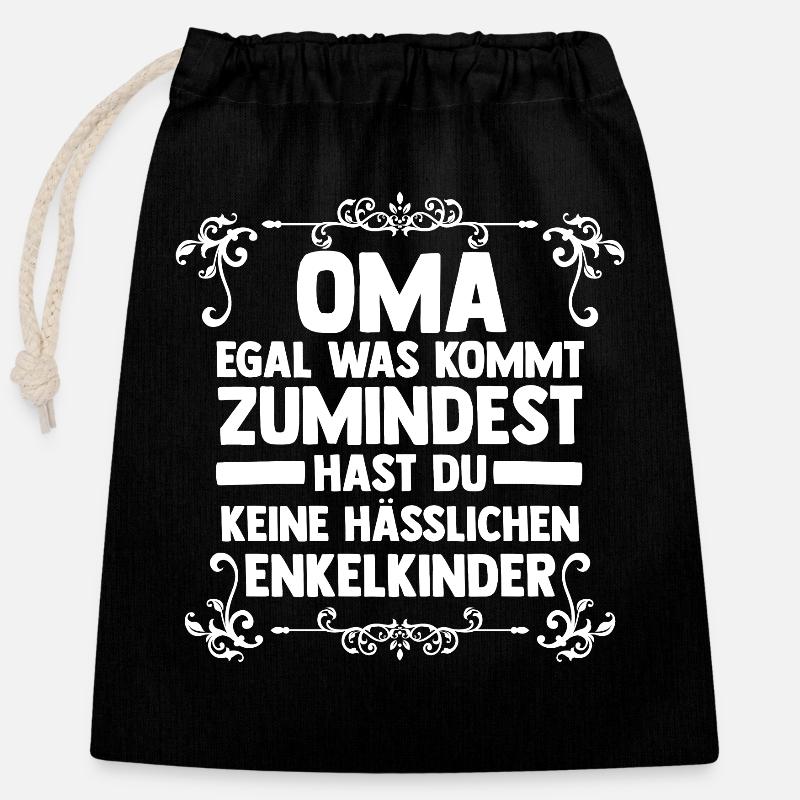 Enkelkinder Großmutter Oma - Verschließbarer Geschenkbeutel aus Baumwolle (25x30cm) - Schwarz