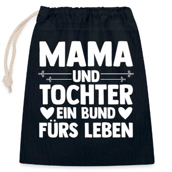 Mama und Tochter - Verschließbarer Geschenkbeutel aus Baumwolle (25x30cm) - Navy - Vorne