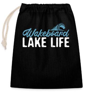 Lake Life Wakeboard Drôle d’amateurs de wakeboard - Sac cadeau en coton avec cordon (25 x 30 cm) - noir - Devant