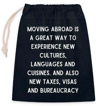 L’émigration dit anglais - Sac cadeau en coton avec cordon (25 x 30 cm) - bleu marine - Devant