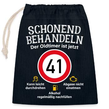 41. Geburtstag Schonend Behandeln Oldtimer Ist 41 - Verschließbarer Geschenkbeutel aus Baumwolle (25x30cm) - Navy - Vorne