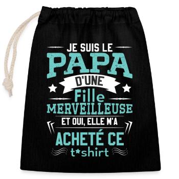 Papa Cadeaux De La Fête Des Pères - Sac cadeau en coton avec cordon (25 x 30 cm) - noir - Devant