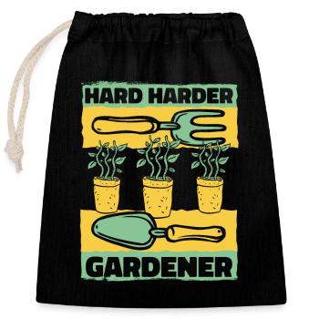 Hard Harder Gardener Horticulture Allotment Garden - Closable cotton gift bag (25x30cm) - black - Front