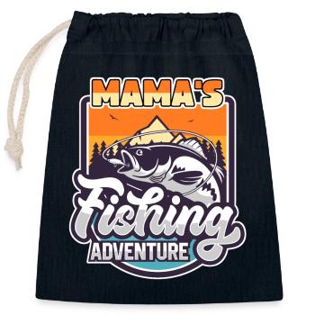 Angeln, Angler, Fischen Abenteuer Mama-Spruch - Verschließbarer Geschenkbeutel aus Baumwolle (25x30cm) - Navy - Vorne