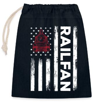 USA FAhne Eisenbahn Fan Amerika - Verschließbarer Geschenkbeutel aus Baumwolle (25x30cm) - Navy - Vorne