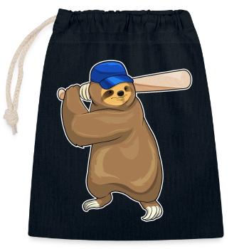 Battes de baseball paresseuses - Sac cadeau en coton avec cordon (25 x 30 cm) - bleu marine - Devant