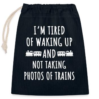 Railroad Photography - Closable cotton gift bag (25x30cm) - navy - Front