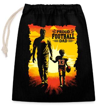 Cadeau de la fête des pères du football américain - Sac cadeau en coton avec cordon (25 x 30 cm) - noir - Devant