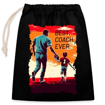 Cadeau de la fête des pères du football américain - Sac cadeau en coton avec cordon (25 x 30 cm) - noir - Devant