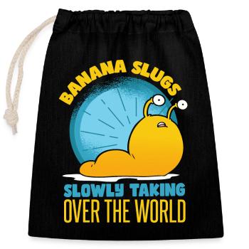 Funny Banana Slug - Closable cotton gift bag (25x30cm) - black - Front