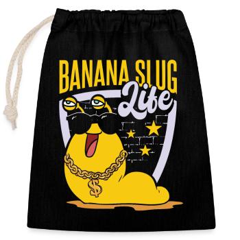Banana Slug Life - Closable cotton gift bag (25x30cm) - black - Front