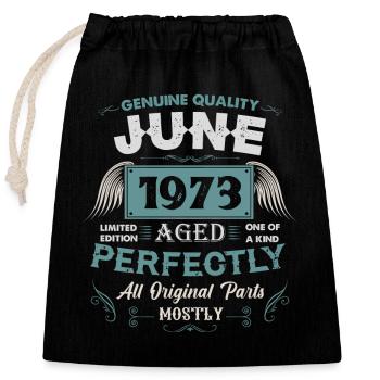 Juni 1973 Vintage Geburtstag Geschenk - Verschließbarer Geschenkbeutel aus Baumwolle (25x30cm) - Schwarz - Vorne