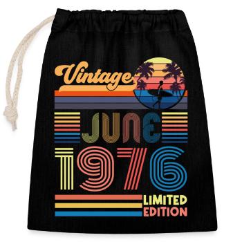 anniversaire juin 1976. June 1976 Juin 1976 Cadeau - Sac cadeau en coton avec cordon (25 x 30 cm) - noir - Devant