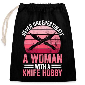 Messer Sammeln Frau Und Messer Sammlung - Sac cadeau en coton avec cordon (25 x 30 cm) - noir - Devant