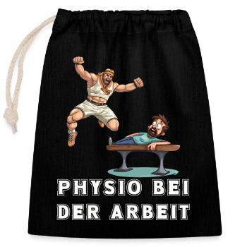 Physio bei der Arbeit - Verschließbarer Geschenkbeutel aus Baumwolle (25x30cm) - Schwarz - Vorne