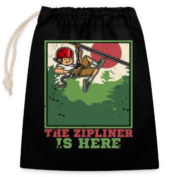 Ziplining Walf Zipliner Seilrutschen Sport Spruch - Verschließbarer Geschenkbeutel aus Baumwolle (25x30cm) - Schwarz - Vorne