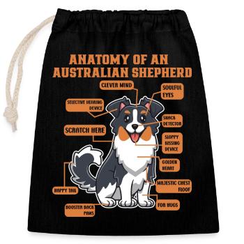 Berger australien Aussie Papa Aussie Maman - Sac cadeau en coton avec cordon (25 x 30 cm) - noir - Devant