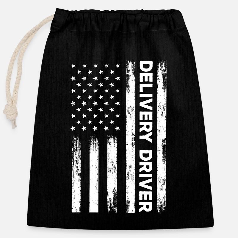USA Flag Delivery Driver Outfit - Closable cotton gift bag (25x30cm) - black