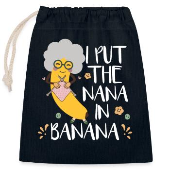 Nana Banana Grandma - Closable cotton gift bag (25x30cm) - navy - Front