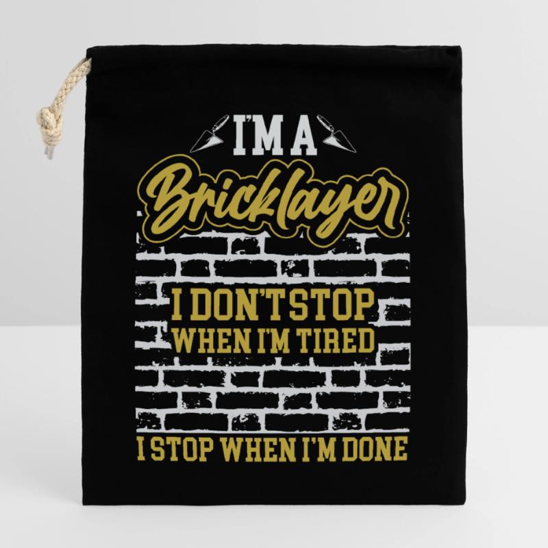 Masonry, masonry, bricklayer, apprentice, mason, master Closable cotton gift bag (25x30cm)